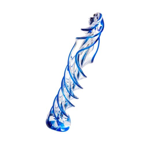 Sexus Glass Dildo Blue Helix 18.7cm - Image 3
