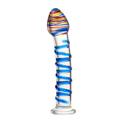 Sexus Glass Dildo Blue Swirls 18cm - Image 2