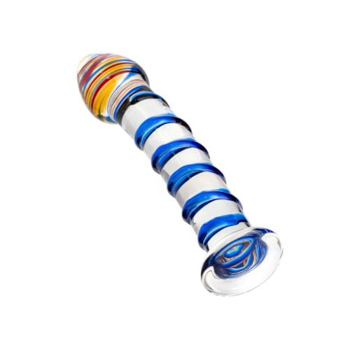 Sexus Glass Dildo Blue Swirls 18cm - Image 3