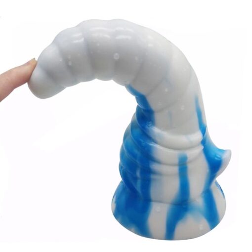 Bull Horn Dildo Blue/White - Image 3