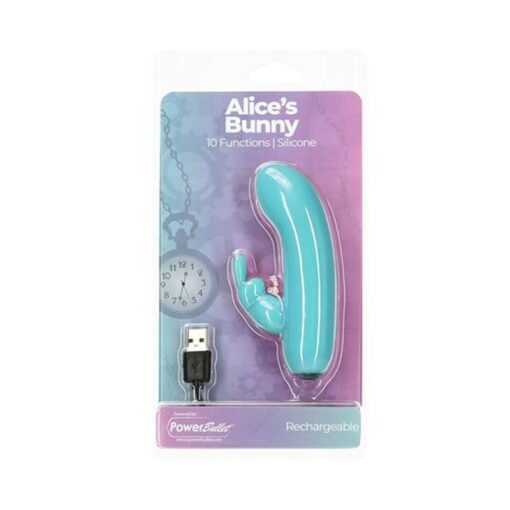 Alices Bunny Rechargeable Bullet w Rabbit Sleeve Teal - Image 4
