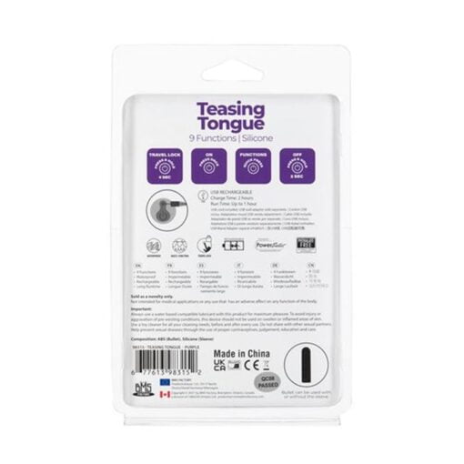 Power Bullet Teasing Tongue  w Rechargeable Bullet Purple - Image 5