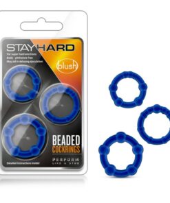 Stay Hard Beaded Cock Ring Blue