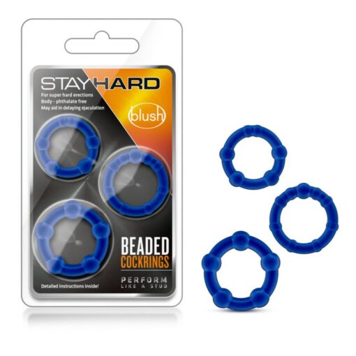 Stay Hard Beaded Cock Ring Blue