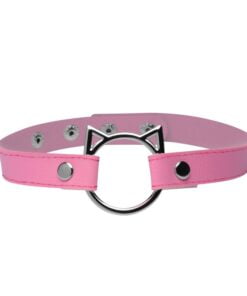 Kinky Kitty Ring Slim Choker Pink