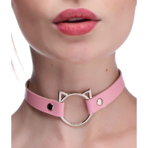Kinky Kitty Ring Slim Choker Pink - Image 3