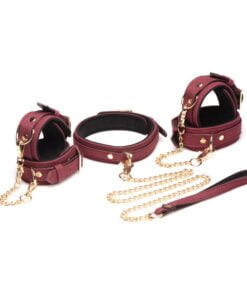 6 Pc Velvet Bondage Set Burgundy