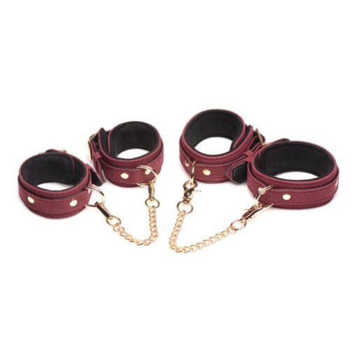6 Pc Velvet Bondage Set Burgundy - Image 4