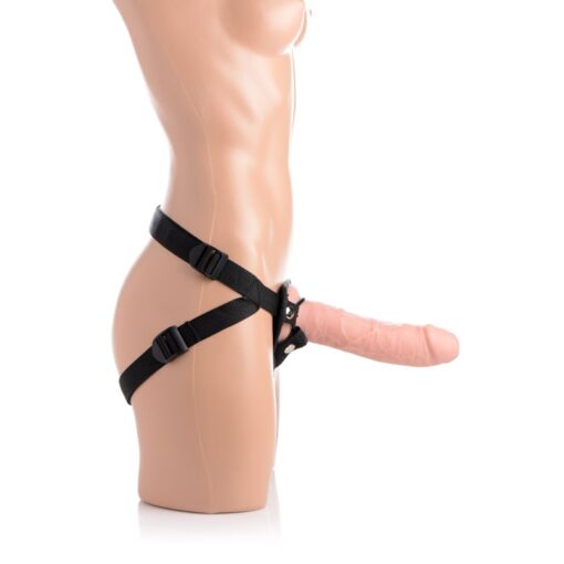 Brazen 8" Silicone Dildo w Harness Flesh - Image 4