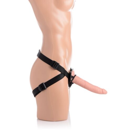 Charmed 7.5in Silicone Dildo w Harness Flesh - Image 6