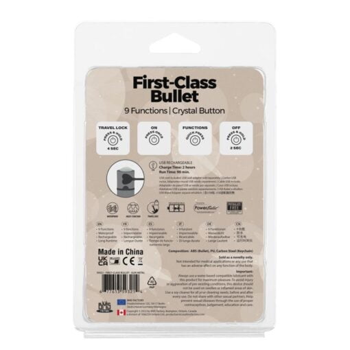 Power Bullet First Class 6cm Rechargeable w Crystal Gun Metal - Image 4