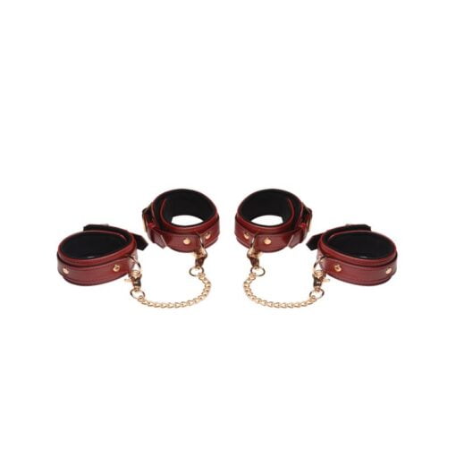 6 Pc PU Leather Bondage Set Burgundy - Image 2