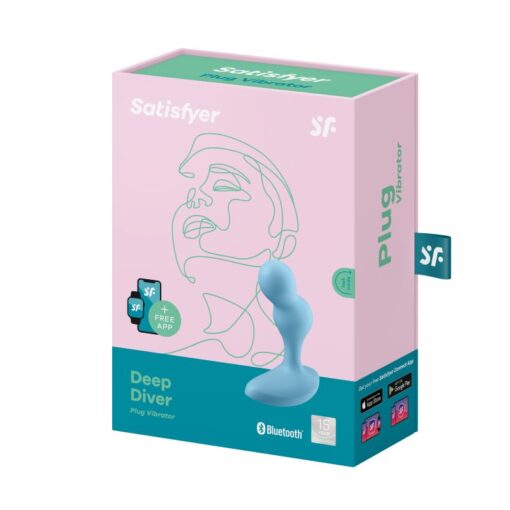 Satisfyer Deep Diver Vibrating Connect App Anal Plug Blue - Image 5