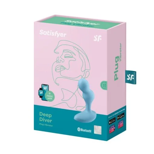 Satisfyer Deep Diver Vibrating Connect App Anal Plug Blue - Image 5