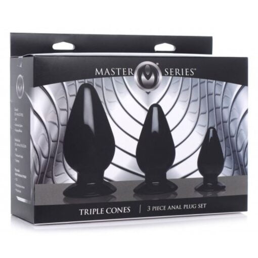 Triple Cones 3 Pc Anal Plug Set Black - Image 4