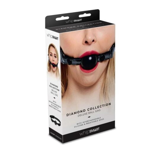 Whip Smart Diamond Deluxe Ball Gag Black - Image 2