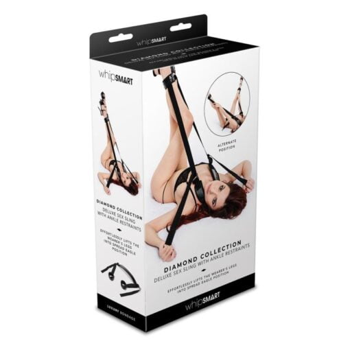 Whip Smart Diamond Deluxe Sex Swing w Ankle Restraints Black - Image 2