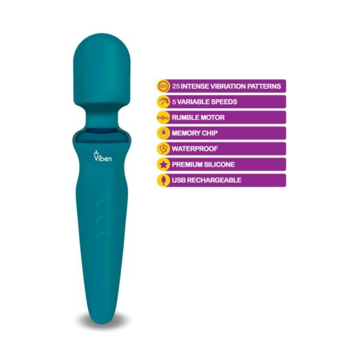 Viben Fierce Rechargeable Wand Massager Ocean - Image 2