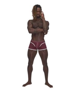 Male Power Sport Mesh Mini Short Burgundy