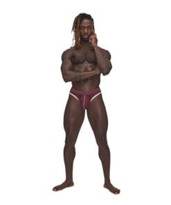 Male Power Sport Mesh Thong Burgundy