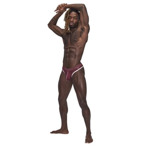 Male Power Sport Mesh Thong Burgundy - Image 3