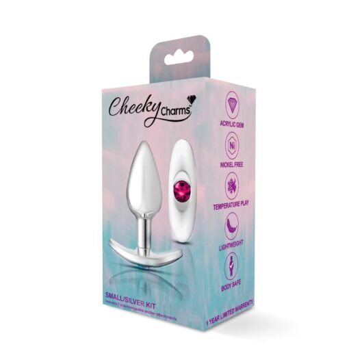Cheeky Charms Silver Anchor Butt Plug  w Clear and Teal Jewel Kit - Image 4