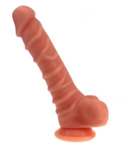 Realistic Dildo Ridged Shaft w Balls Flesh