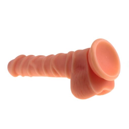 Realistic Dildo Ridged Shaft w Balls Flesh - Image 3