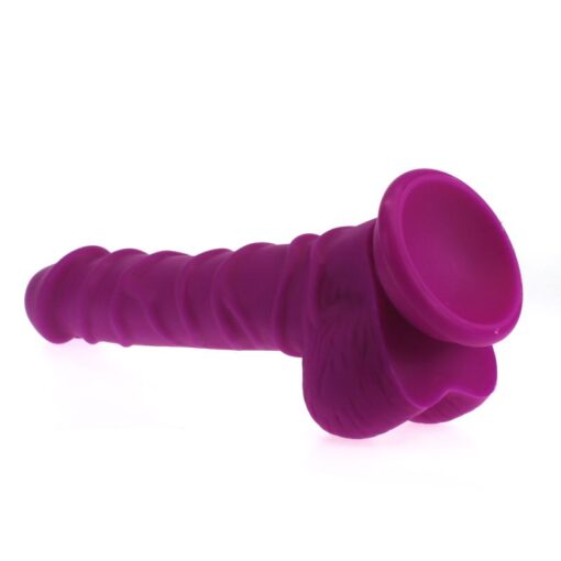 Realistic Dildo Ridged Shaft w Balls Pink - Image 4