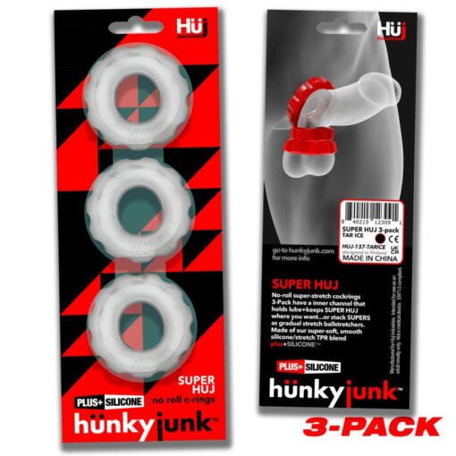 Super Hunkyjunk 3 Pc Cockrings Clear Ice - Image 4