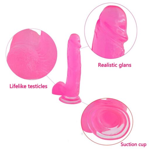 Jelly Studs 8in Crystal Dildo Large Pink - Image 4