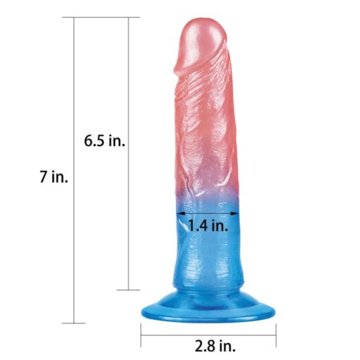 Dazzle Studs Dildo 7in Pink/Blue - Image 2