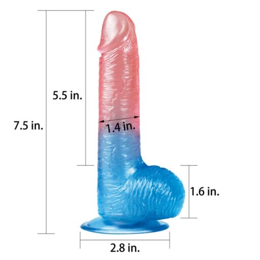 Dazzle Studs Dildo 7.5in Pink/Blue - Image 2