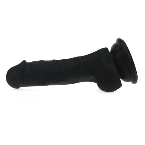 Realistic Dildo Veined Shaft w Balls Black - Image 3