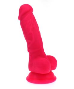 Realistic Dildo Veined Shaft w Balls Pink