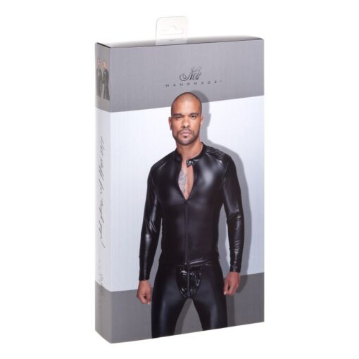 Power Wetlook Mens Jacket w Pleated PVC Epaulets - Image 3