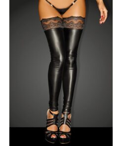 Power Wetlook Stockings w Siliconed Lace