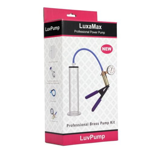 LuxaMax Brass Handle Penis Pump Set w Gauge - Image 2