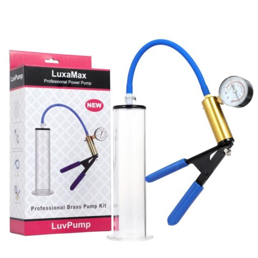 LuxaMax Brass Handle Penis Pump Set w Gauge - Image 4