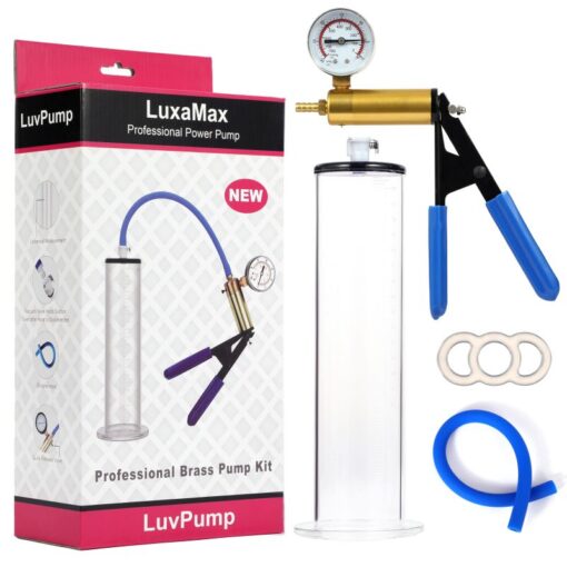LuxaMax Brass Handle Penis Pump Set w Gauge - Image 5