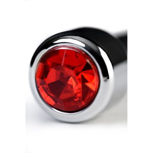 Silver Metal Urethral Plug w Ruby Rhinestone - Image 2