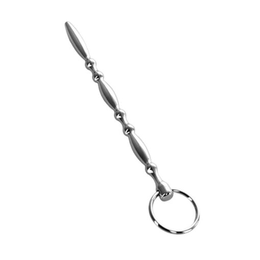 Silver Metal Beaded Urethral Plug w Ring - Image 2