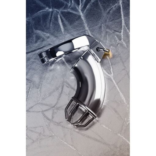Silver Metal Cock Cage w Rings and Lock - Image 3