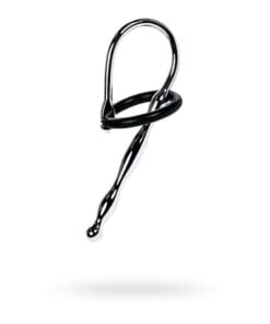 Silver Metal Urethral Plug w Black Silicone Ring