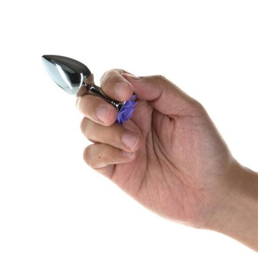 Purple Rose 3in  Metal Butt Plug - Image 5