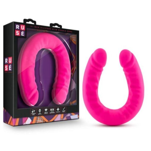 Ruse Silicone Slim 18in Hot Pink Double Dong