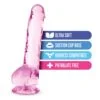 Naturally Yours 8" Crystaline Dildo Rose - Image 5