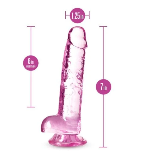 Naturally Yours 7" Crystaline Dildo Rose - Image 4