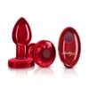 Cheeky Charms Red Rechargeable Vibrating Metal Butt Plug w Remote Small