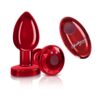 Cheeky Charms Red Rechargeable Vibrating Metal Butt Plug w Remote Medium
